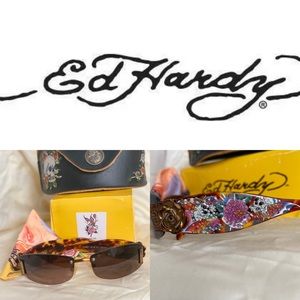 Ed Hardy EHS020 “Skull & Roses”Tortoise Sunglasses